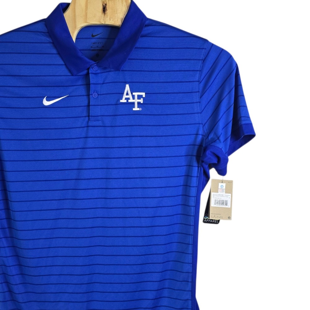 Nike Air Force Falcons Dri-FIT Victory Stripe Polo Shirt Mens XL Royal Blue NEW